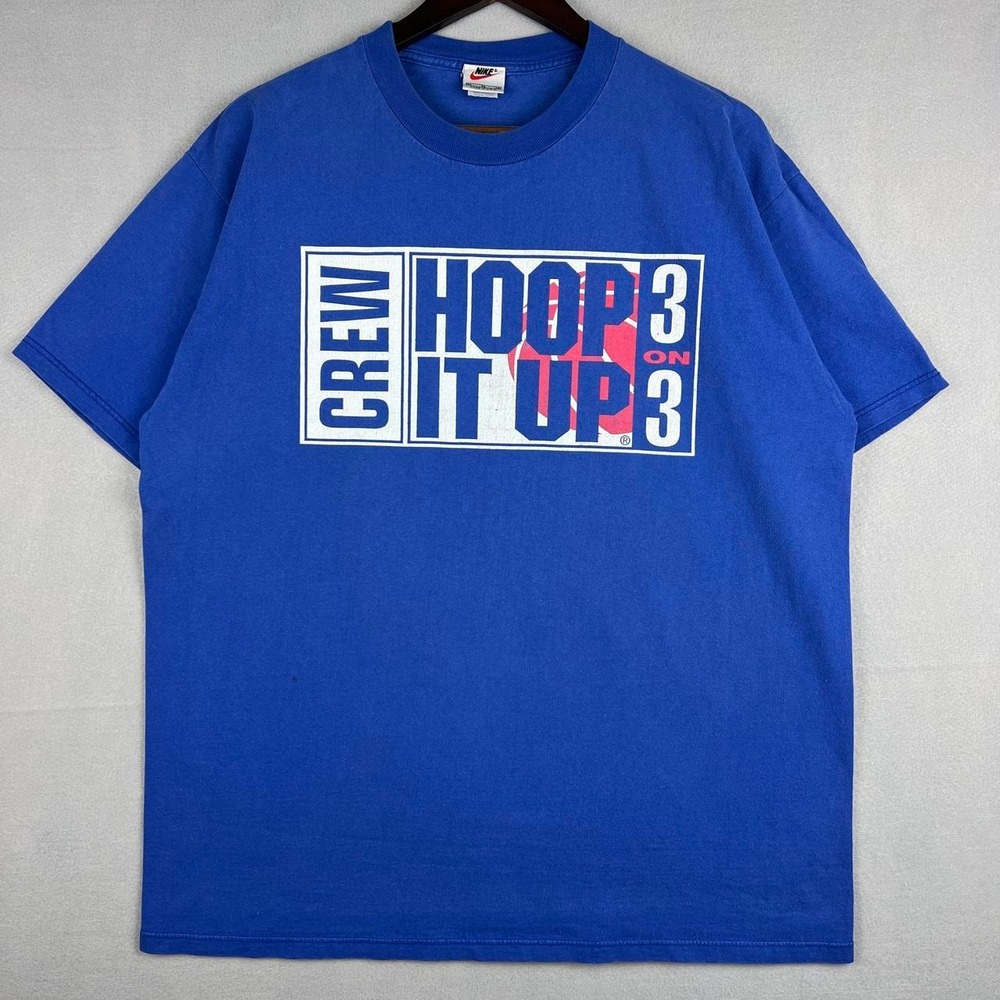 Vintage Nike Hoop It Up 3v3 Basketball Blue Tee Shirt XL